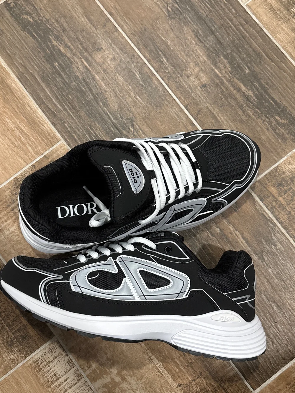 Dior Men's Black & White Runner Sneakers